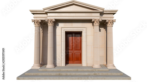 Konstfotografi Classical stone building facade with columns and wooden door