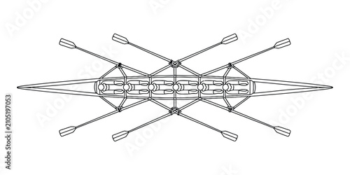 фотографія Top view of a rowing boat with oars
