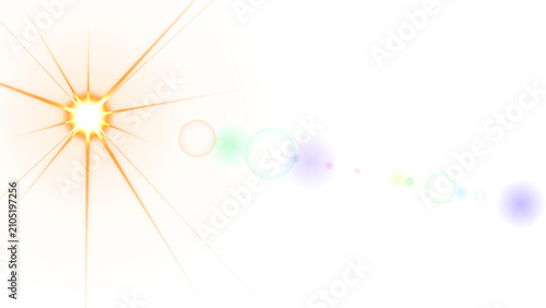 Quadro em tela Bright orange circular light source with concentric rings and a horizontal trail