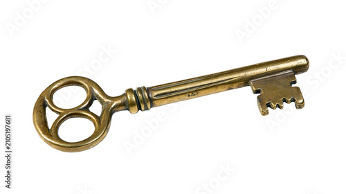 Canvastavla Antique brass skeleton key with ornate bow