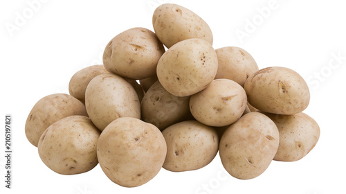 Foto Pile of raw whole potatoes with light brown skin