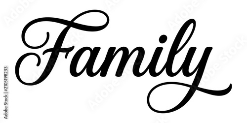 Obraz na plátne Elegant black calligraphy word family on a white background a beautiful typograp