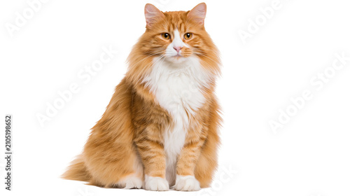 Tableau sur toile Orange tabby cat with white chest and paws sitting