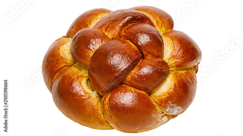 Tableau sur toile Golden brown braided challah bread loaf