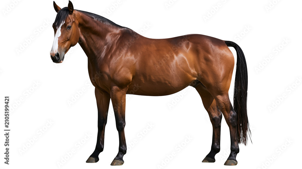 Obraz premium Brown horse with white blaze on face standing