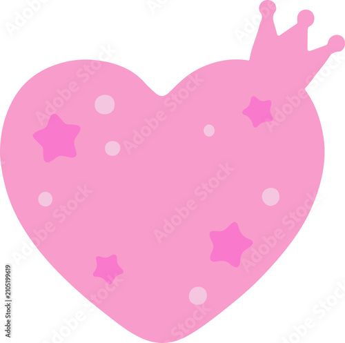 Pink Crown Heart With Stars Transparent SVG Love Sticker Clipart