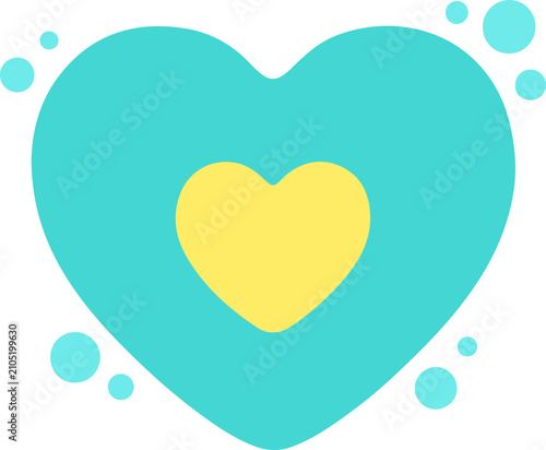 Turquoise Heart With Yellow Center Transparent SVG Love Sticker Element