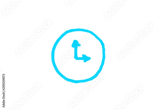Foto Hand-drawn clock icon in cyan outline style with measurement chronology schedule