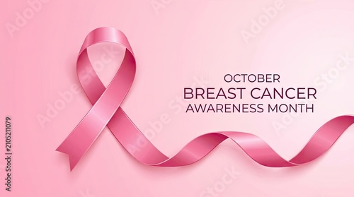 Breast cancer awareness month pink ribbon symbol for hope and support