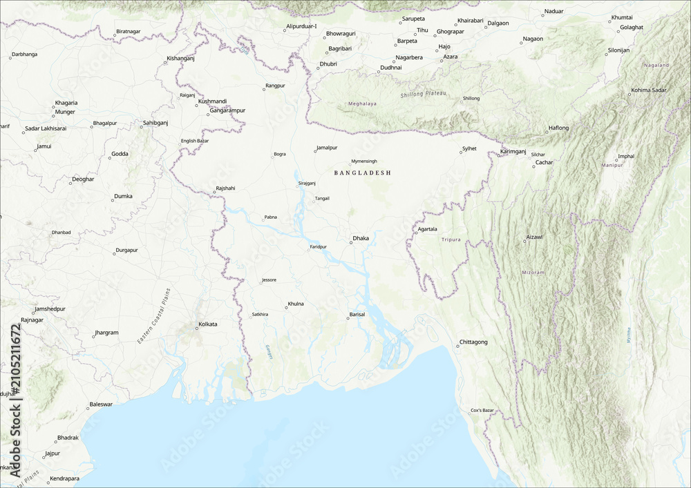Fototapeta premium Detailed Geographical Map of Bangladesh with Legend
