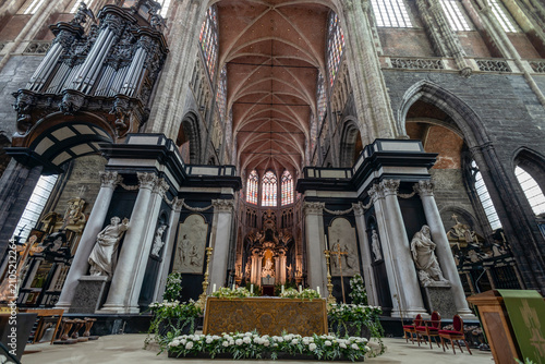 GHENT, BELGIUM, JULY 14, 2025 - The altar of Saint Bavo's Cathedral, in Ghent, Belgium