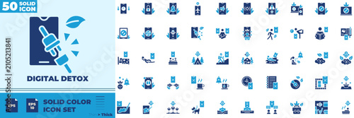 Tableau sur toile Digital Detox Solid Color Editable Icons set