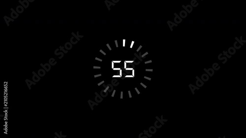 One minute countdown animation on a transparent background.0 to 60 second countdown timer with alpha channel in 4k,














