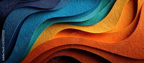 Vibrant abstract layered paper waves.