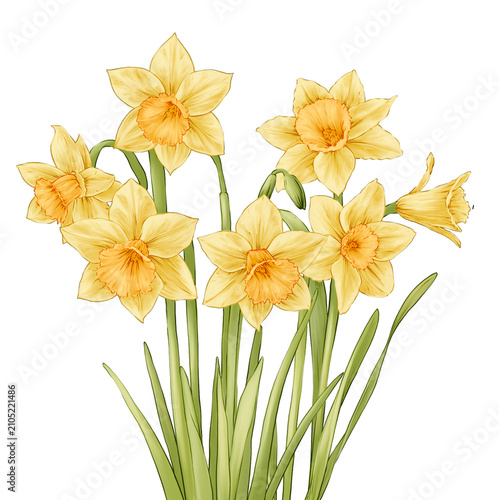Daffodil Flower Hand drawn Illustration
