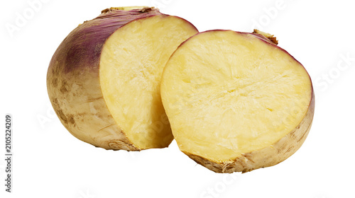 Obraz na plátně Whole and sliced rutabaga root vegetable
