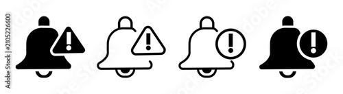notification bell alert icon set line and silhouette vector for warning and notice
