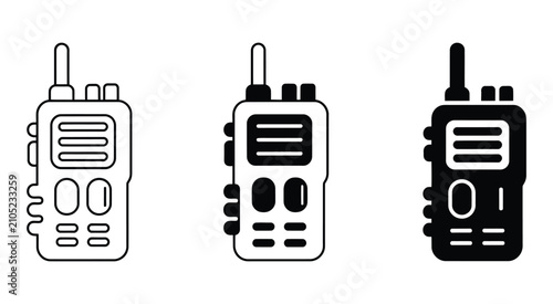 Bild auf Leinwand Walkie Talkie Icons Portable Radio Device Communication Vector Graphics for Wire