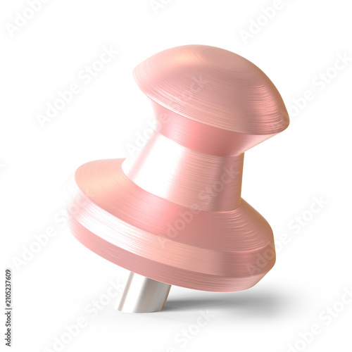 push pin stationery element 3d render metallic rose gold color