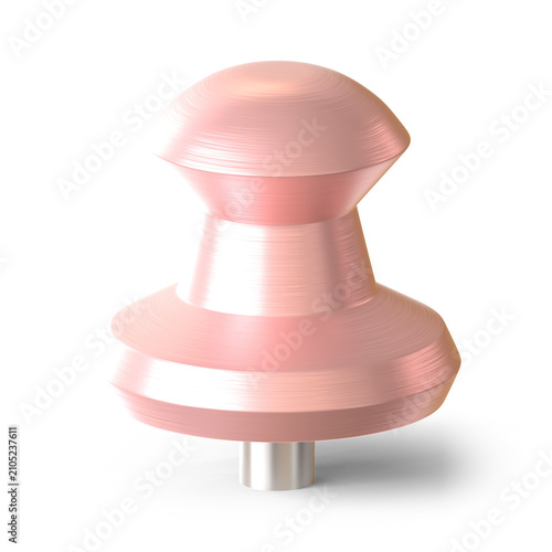 push pin stationery element 3d render metallic rose gold color