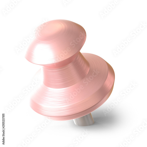 push pin stationery element 3d render metallic rose gold color