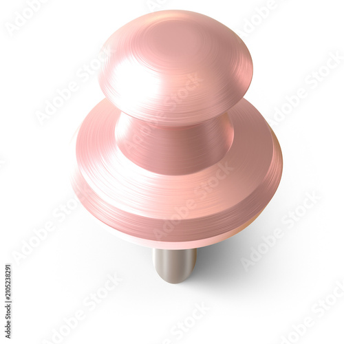 push pin stationery element 3d render metallic rose gold color