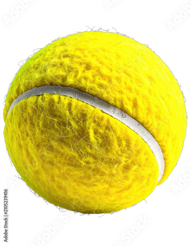 A close-up, high-contrast studio shot of a bright yellow tennis ball on a black background.