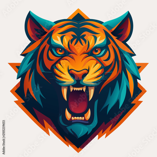 Photography Tiger head mascot logo design