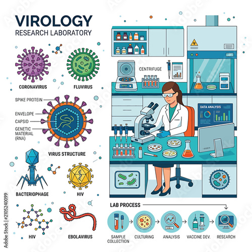 Cuadro en lienzo Woman working in virology laboratory setting.