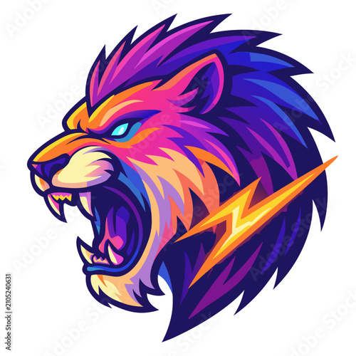 Photography Roaring lion head mascot logo