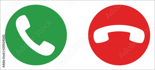Cuadro en lienzo Call accept decline phone icon set with incoming answer reject buttons, mobile c