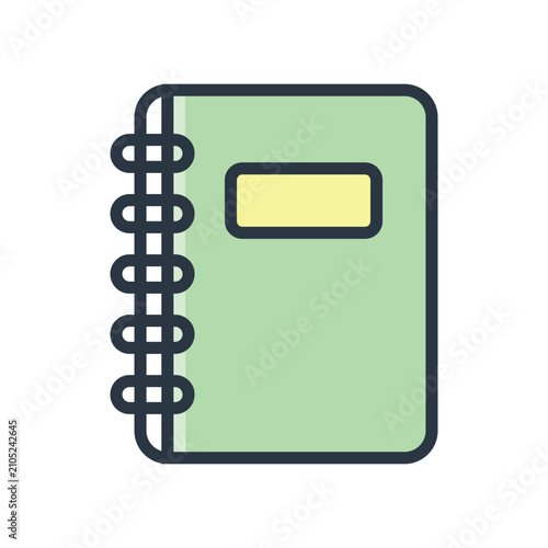 Kids notebook line color flat illustration 