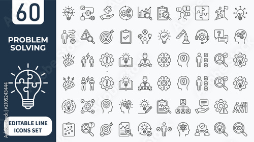 Schilderij op canvas Problem Solving line editable icon set
