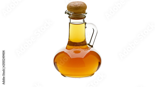 Canvas Print Glass cruet with amber liquid and cork stopper