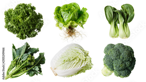 Canvas Print Assortment of fresh green leafy vegetables and cruciferous vegetables