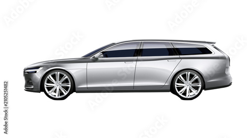 Konstfotografi Silver station wagon car with tinted windows and alloy wheels