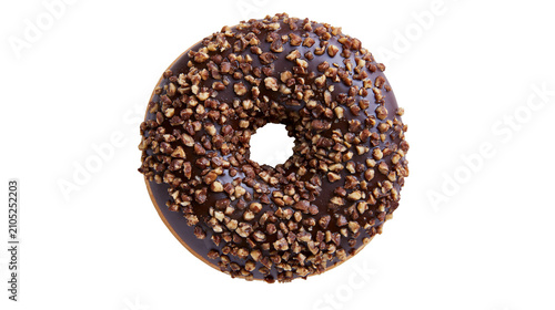 Chocolate donut with chopped nuts topping