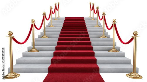 Cuadro en lienzo Grand staircase with red carpet and gold stanchions