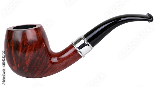 Konstfotografi Curved briar wood smoking pipe with black mouthpiece and silver band