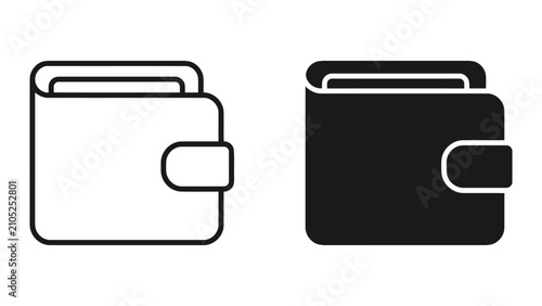 Minimalist wallet accessory icon set for financial apps and websites