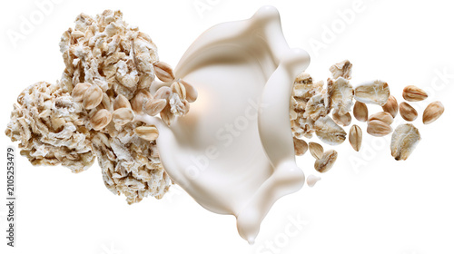Photos Oat flakes and creamy milk splash