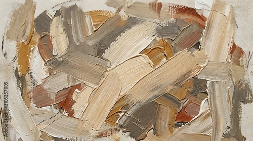 Abstract oil painting featuring thick, impasto brushstrokes in rich brown and neutral tones. Suitable for elegant.