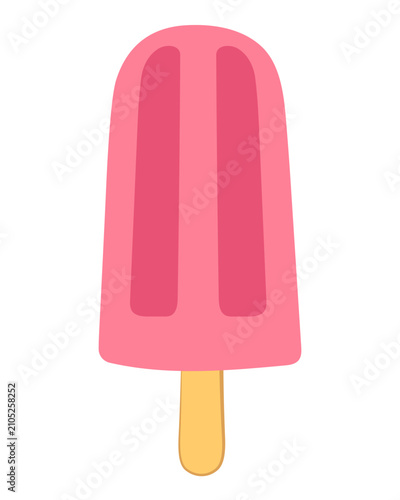 Pink ice creame bar, berry or fruit ice pop isolated on transparent background. Hand drawn vector illustration. Sweet frozen dessert element  for summer design, menu, cafe, food packaging.