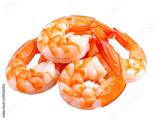 A pile of freshly cooked shrimp against a black background.