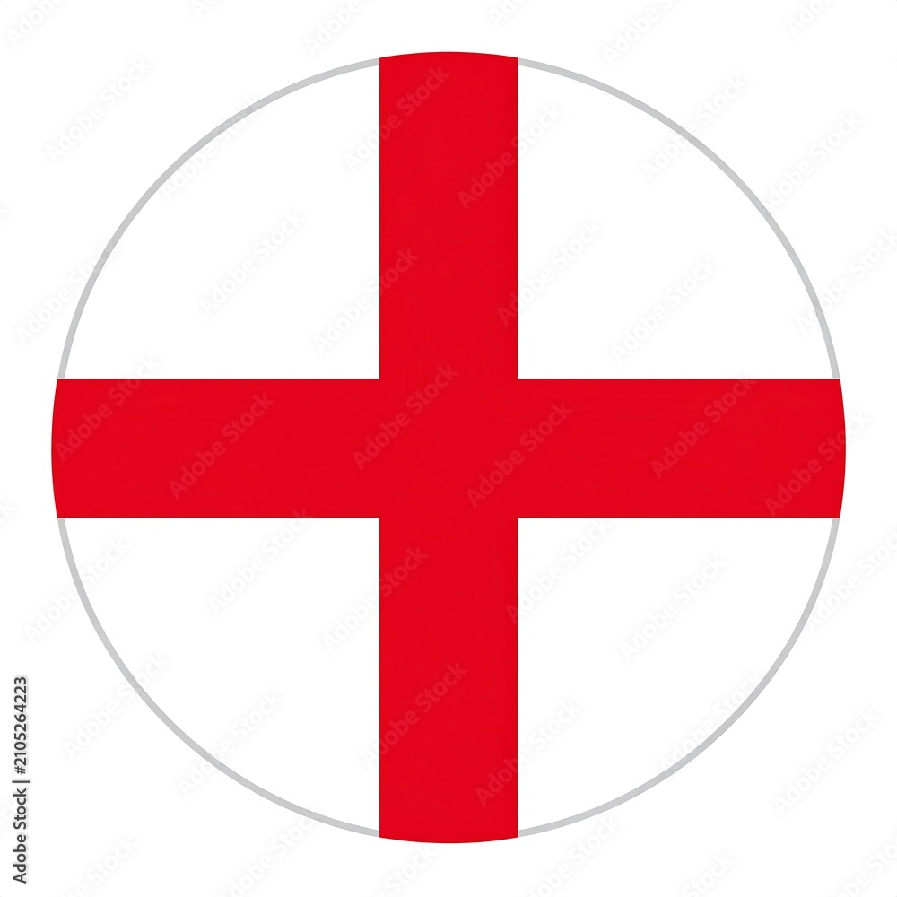 Fototapeta premium A circular icon displays the red cross of Saint George on a white background.