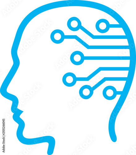 Artificial Intelligence Human Head with Circuit Board Pattern