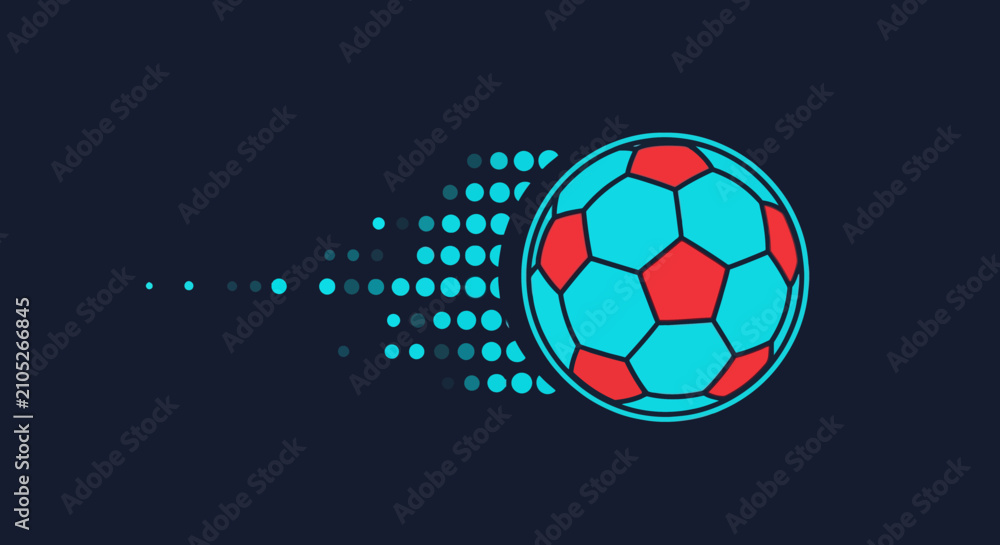 Fototapeta premium Stylized Soccer Ball Illustration with Motion Trail