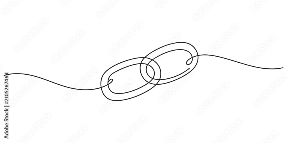 Obraz premium Continuous single line drawing of two connected metal chain links