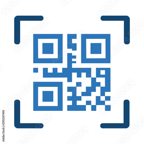 Digital payment QR code icon featuring scannable barcode and frame symbols. Professional editable vector icon for mobile banking and fintech.