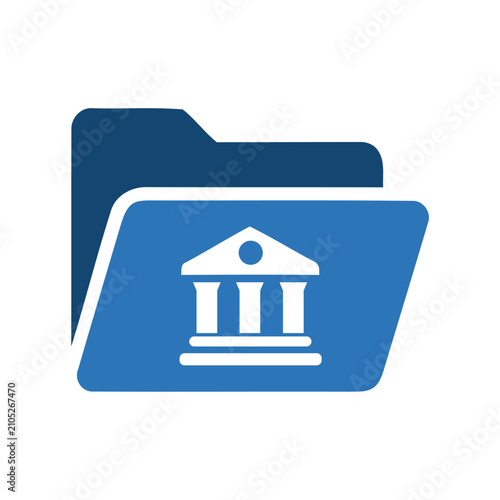 Bank document folder icon featuring classic institution building symbol. Professional editable vector icon for financial records, audit, and account files.
